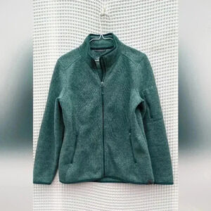 L.L. Bean Women's Heathered Teal Sweater Fleece Full-Zip-Up Size Medium